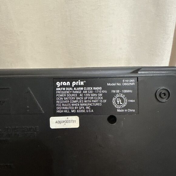 GPX Dream Machine Am/FM Digital Alarm Clock Radio Black Tested Vintage Working! - Picture 7 of 9